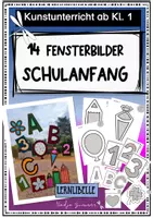 Vorschau - Mal- und Bastelvorlagen - Fensterbilder "Schulanfang" -14 Kopiervorlagen für Ton- und Transparentpapier - Deckblatt