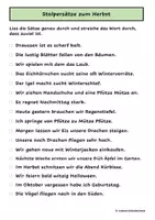 Vorschau - Arbeitsblätter - Stolpersätze zum Herbst - Deckblatt
