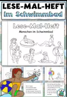 Vista previa - Manualidades / Dibujos para colorear - Cuaderno para leer y colorear "Menschen im Schwimmbad" Verano - Alemán - Portada