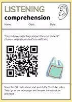 Vorschau - Arbeitsblätter - Listening Comprehension Environment (Plastic Waste) - Deckblatt