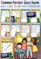 Vorschau - Mal- und Bastelvorlagen - Sommerferien Geschenk / Gruß - passt zu Mini Schokolinsen Abschied - Deckblatt