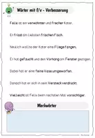 Vorschau - Arbeitsblätter - Diagnostik Rechtschreibung / Lernwörter f oder v / Deutsch - Seite 2