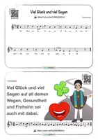 Vorschau - Merkblätter - Musik 🎶 Viel Glück und viel Segen KANON ☘️ QR zum Video Noten Text Bilder - Seite 1