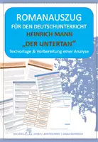 Vorschau - Arbeitsblätter - Romanauszug: Heinrich Mann - "Der Untertan" - Analyse - Deckblatt
