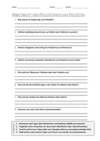 Vorschau - Arbeitsblätter - AB mit Fragen zum Thema "Polizistinnen und Polizisten" + Lösungsblatt + Mindmap + Infografik - Deckblatt