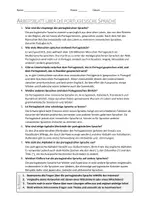 Vorschau - Arbeitsblätter - AB mit Fragen zum Thema "Portugiesische Sprache" + Lösungsblatt - Seite 1