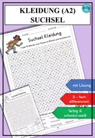 Vorschau - Arbeitsblätter - Kleidung Suchsel DaZ DaF A2 - 3-fach differenziert - Deckblatt