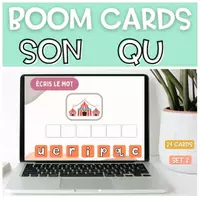 Vorschau - Arbeitsblätter - Le son ou Graphème QU | BOOM CARDS SET 2 - Deckblatt