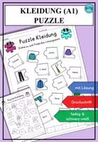 Vorschau - Arbeitsblätter - Wortschatz Kleidung Puzzle DaF DaZ A1 - Deckblatt