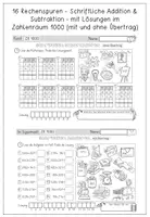 Vorschau - Arbeitsblätter - Rechenspuren - Zahlenraum 1000 - Schriftliche Addition und Subtraktion - Seite 1