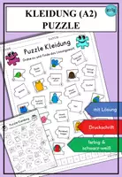 Vorschau - Arbeitsblätter - Wortschatz Kleidung Puzzle Daz DaF A2 - Deckblatt
