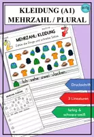 Vorschau - Arbeitsblätter - Kleidung Plural / Mehrzahl DaZ DaF A1 - Deckblatt