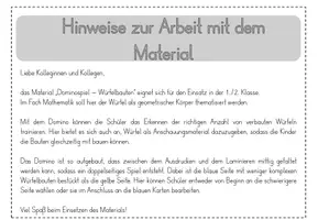 Vorschau - Spiele - Dominospiel - Würfelbauten Klasse 1/2 - Seite 1