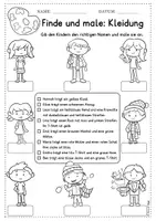 Vorschau - Arbeitsblätter - Kleidung Lesen und Malen DaZ DaF A1 - Seite 3