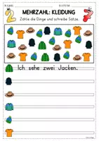 Vorschau - Arbeitsblätter - Kleidung Plural / Mehrzahl DaZ DaF A1 - Seite 3