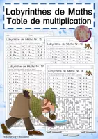 Aperçu - Feuilles d'exercices - Labyrinthes de Maths: Table de multiplication - Page de couverture