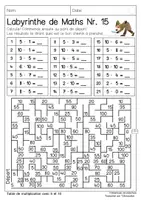 Aperçu - Feuilles d'exercices - Labyrinthes de Maths: Table de multiplication - Page 1