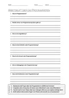 Vorschau - Arbeitsblätter - AB mit Fragen zum Thema "Programmieren" + Lösungsblatt - Deckblatt