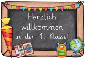 Vorschau - Mal- und Bastelvorlagen - Schuljahresanfang Willkommen Schilder Klasse 1-4 - Seite 1