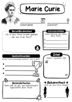 Vorschau - Arbeitsblätter - Marie Curie Steckbrief - Berühmte Persönlichkeiten - Seite 1