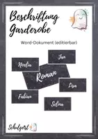 Vorschau - Anderer Materialtyp - Beschriftung Garderobe (Word - editierbar) - Deckblatt