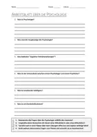 Vorschau - Arbeitsblätter - AB mit Fragen zum Thema "Psychologie" + Lösungsblatt + Infografik - Deckblatt