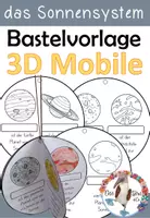 Vorschau - Arbeitsblätter - Planeten / Sonnensystem - 3D Mobile Bastelvorlage - Deckblatt
