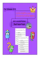Vorschau - Arbeitsblätter - Lösungen und Zusatzaufgaben Satzarten - Deckblatt
