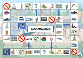 Vorschau - Spiele - Brettspiel / Spielplan "Im Schwimmbad" DaZ / DaF / Deutsch - Seite 1