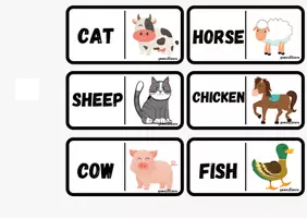 anteprima - Materiale di supporto/inclusione - domino farm animals in english - Pagina 1