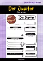 Vorschau - Arbeitsblätter - Steckbrief Jupiter - Planet im Sonnensystem - Deckblatt