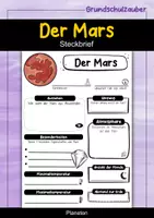 Vorschau - Arbeitsblätter - Steckbrief Mars - Planet im Sonnensystem - Deckblatt