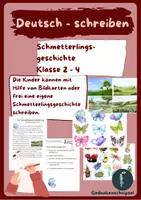 Vorschau - Arbeitsblätter - Schmetterlingsgeschichte schreiben-Klasse 2 bis 4 - Deckblatt