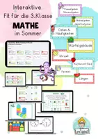 Vorschau - Stationenlernen - Interaktive: Mathe 2.Klasse, fit für die 3.Klasse im Sommer Wiederholung - Deckblatt