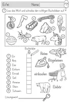 Vorschau - Arbeitsblätter - Mini - Lesespuren - Schwierige Buchstaben & Laute - differenziert - mit Umlaute, Eu, Au, Ei, ck usw. - Seite 1