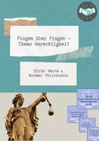 Vorschau - Mal- und Bastelvorlagen - Fragen über Fragen: Thema Gerechtigkeit und Ungerechtigkeit - Deckblatt