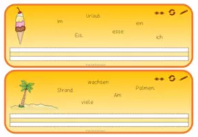 Vorschau - Aufgabenkarten - Schüttelsätze Sommer mit Schreibzeile - Seite 1