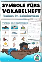 Vorschau - Arbeitsblätter - Symbole fürs Vokabelheft "Verben im Schwimmbad" Sommer - DaZ / DaF / Deutsch - Deckblatt