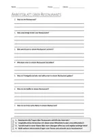 Vorschau - Arbeitsblätter - AB mit Fragen zum Thema "Restaurant" + Lösungsblatt + Infografik - Deckblatt