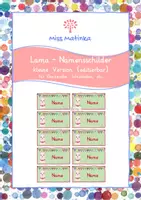 Vorschau - Anderer Materialtyp - Namensschilder Lama klein editierbar - Deckblatt