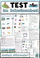Vorschau - Arbeitsblätter - Test "Im Schwimmbad" 3-fach differenziert - DaZ / DaF / Deutsch - Deckblatt