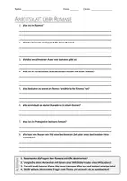 Vorschau - Arbeitsblätter - AB mit Fragen zum Thema "Roman" + Lösungsblatt + Mindmap + Infografik - Deckblatt