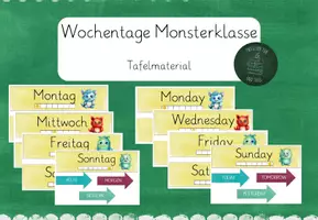 Vorschau - Merkblätter - Wochentage/Days of the week Monsterklasse - Seite 1