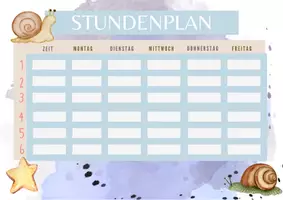 Vorschau - Mal- und Bastelvorlagen - Stundenplan für die Schneckenklasse - Seite 1