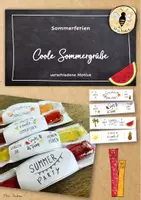 Vorschau - selbst erstellte Cliparts/Grafiken - Sommergruß/Feriengruß: Coole Sommerferien (Geschenk, Eis) - Deckblatt