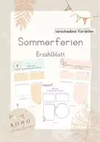 Vorschau - Arbeitsblätter - Meine Sommerferien - Erzählblatt im Boho-Stil - Deckblatt