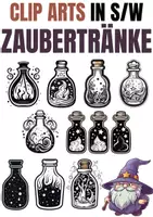 Vorschau - selbst erstellte Cliparts/Grafiken - Zaubertränke - Cliparts - Schwarz/Weiß - kommerziell nutzbar - Teil des wachsenden "Zauberei - Megapakets" - Deckblatt