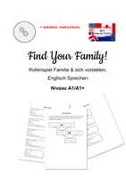 Vorschau - Arbeitsblätter - Find Your Family - Rollenspiel zur Famile und sich vorstellen - Sprechen - A1 - Deckblatt