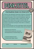 Vorschau - Arbeitsblätter - Denkzettel - unerlaubtes Essen im Unterricht - Abschreibtext - Seite 1