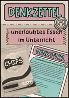 Vorschau - Arbeitsblätter - Denkzettel - unerlaubtes Essen im Unterricht - Abschreibtext - Deckblatt